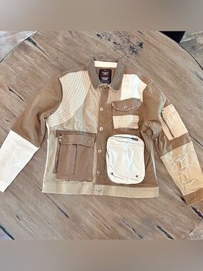 Jordan Craig Patchwork Field Jacket in Tan & Cream